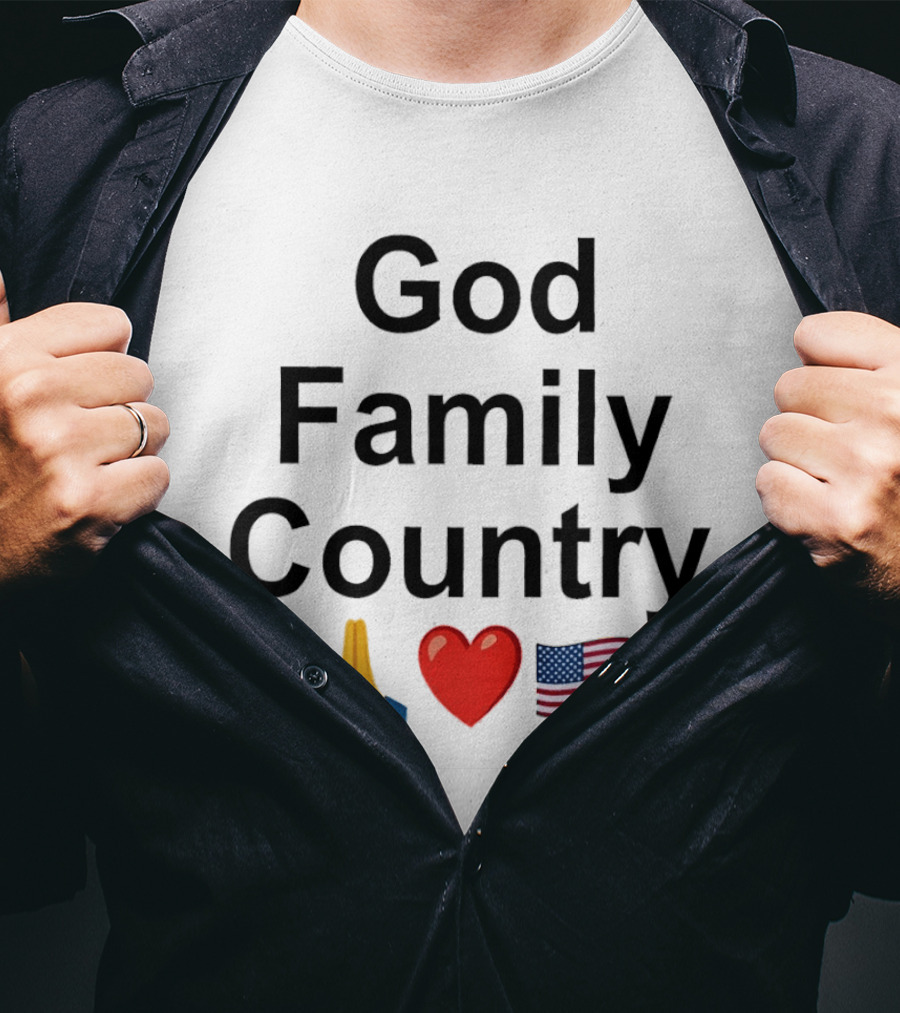 God Family Country Praying Hands Heart USA Flag T-Shirt