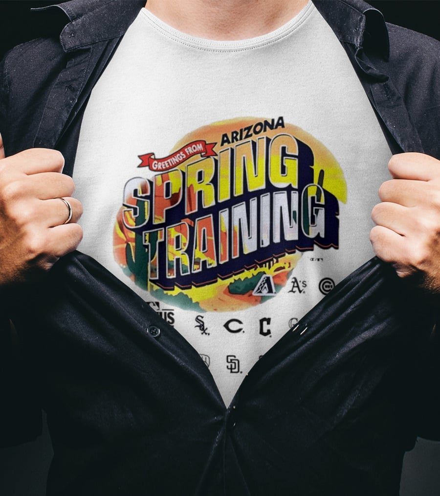 Greetings From Arizona Spring Training With Cactus And Baseball T-Shirt