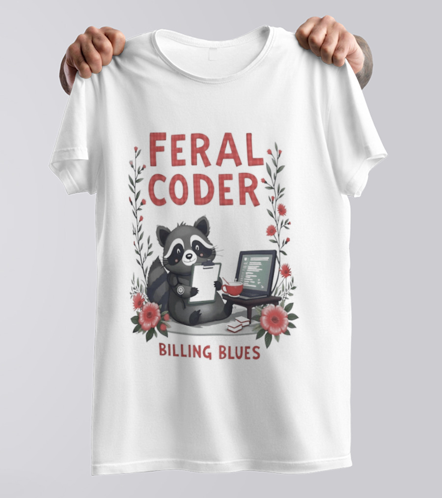 Feral Coder Raccoon Billing Blues T-Shirt