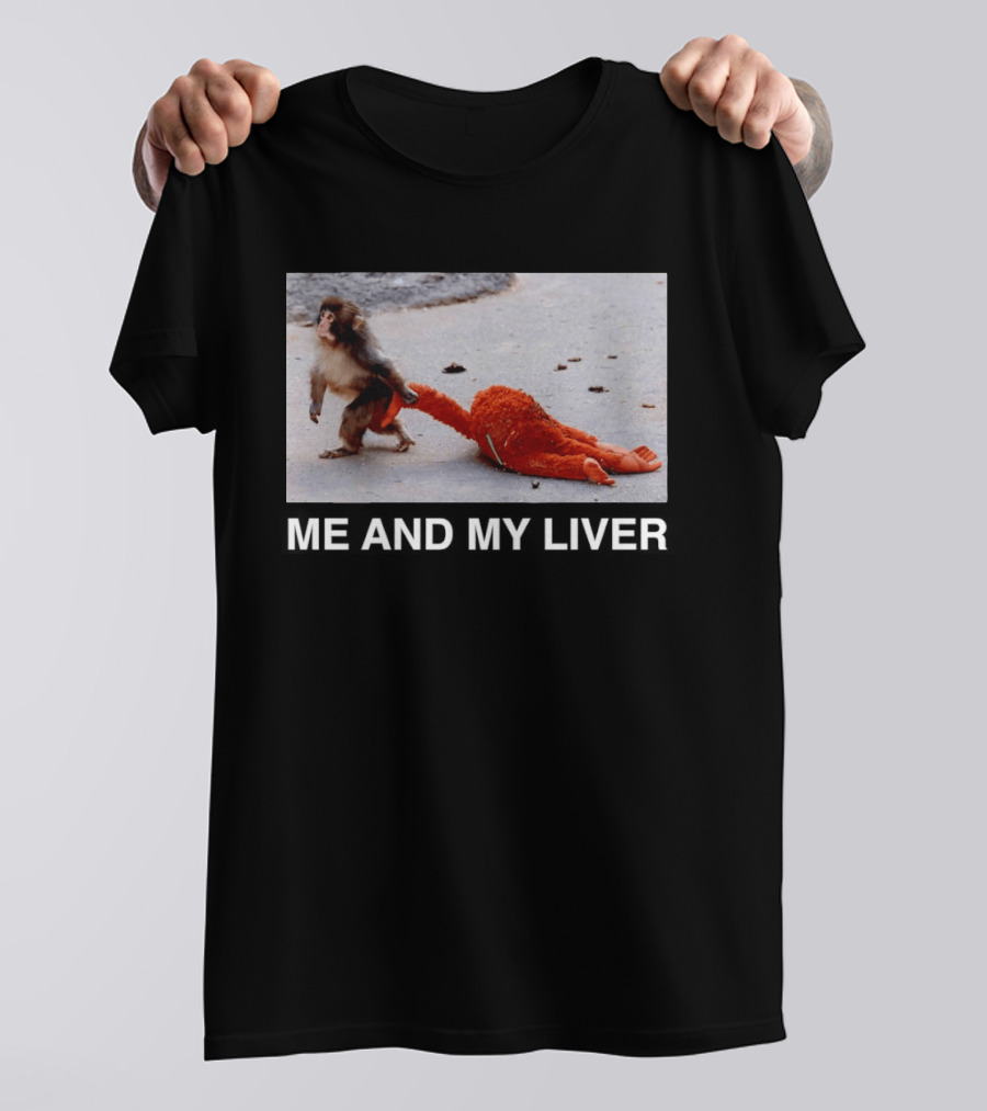 Punch Monkey Me And My Liver Funny Animal Scene T-Shirt