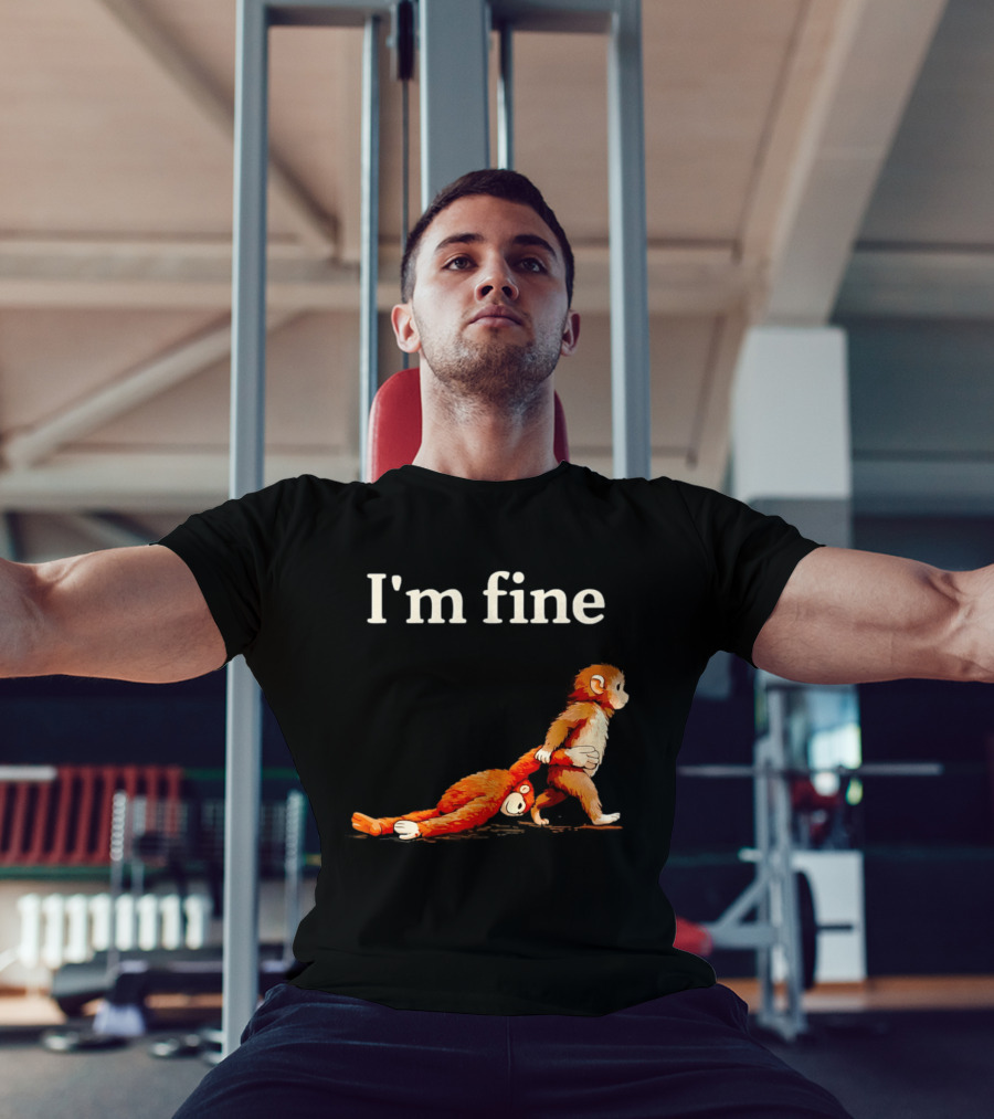 I'm Fine Sad Monkey Punch Meme With Orange Toy T-Shirt