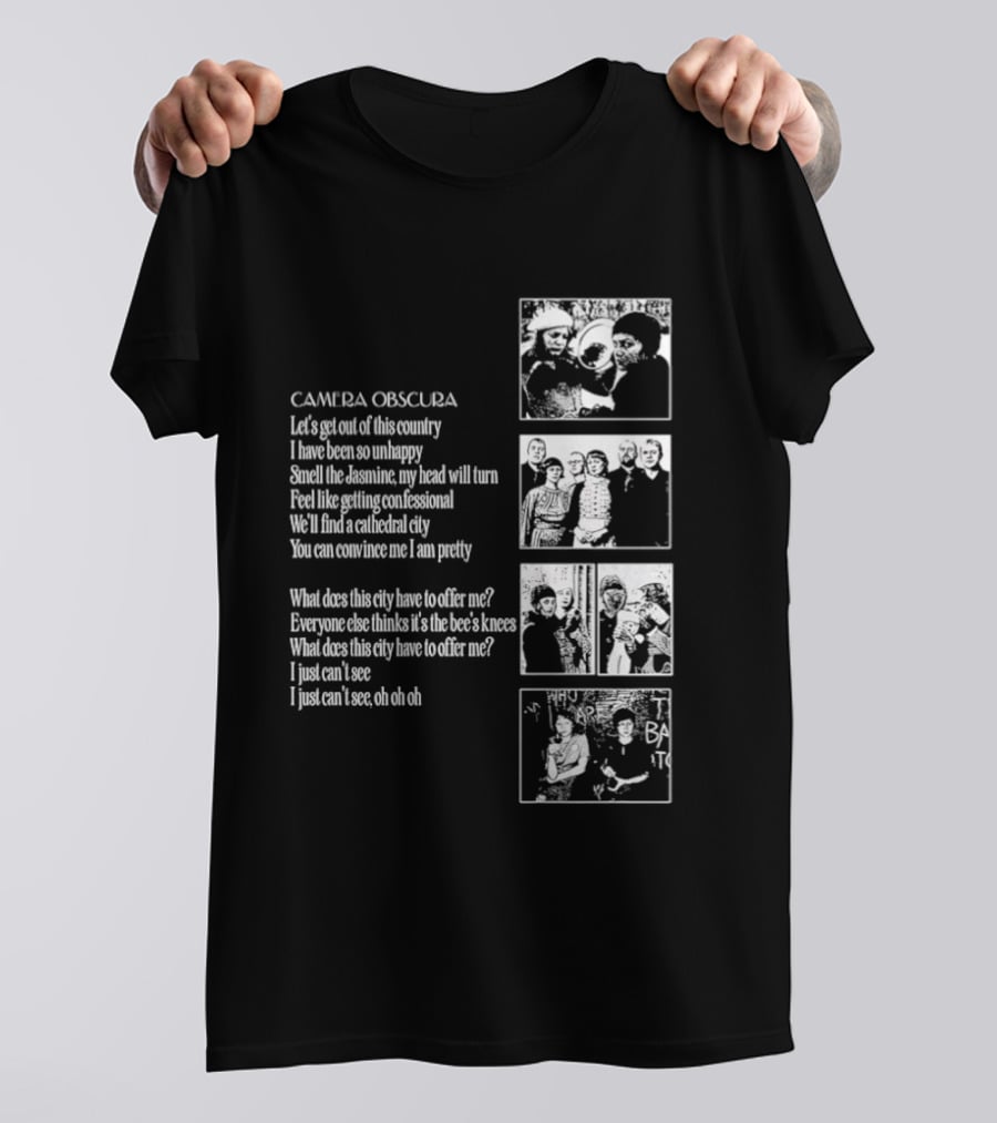 Camera Obscura Let's Get Out Of This Country Song Lyrics And Photos T-Shirt