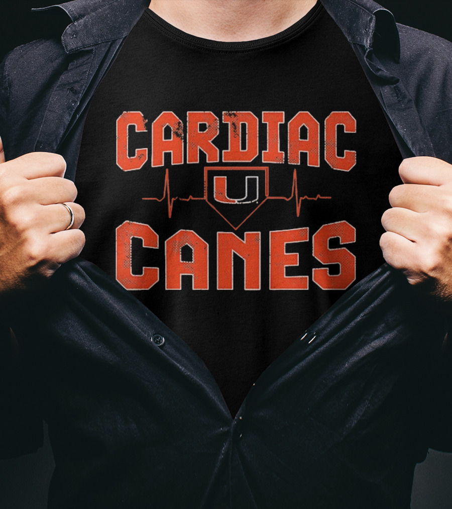Cardiac Canes Heartbeat Miami Hurricanes Hockey U T-Shirt