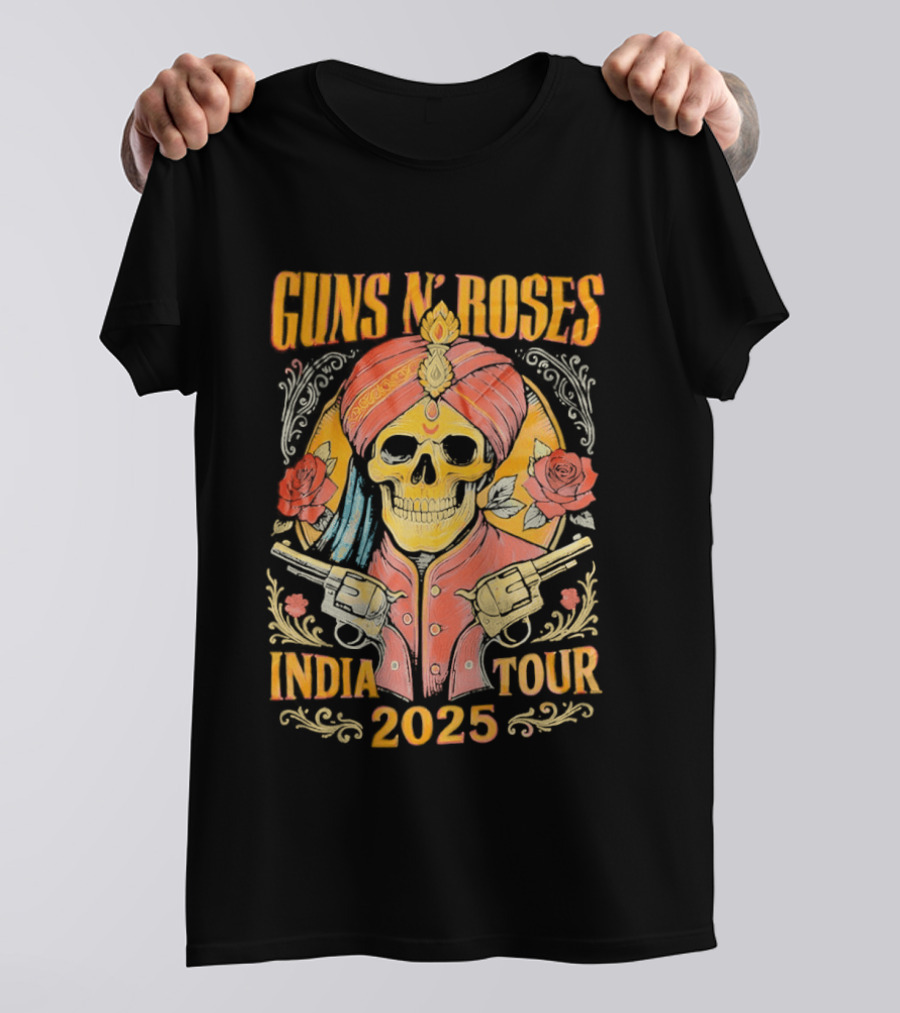 Guns N Roses Skeleton India Tour 2025 T-Shirt