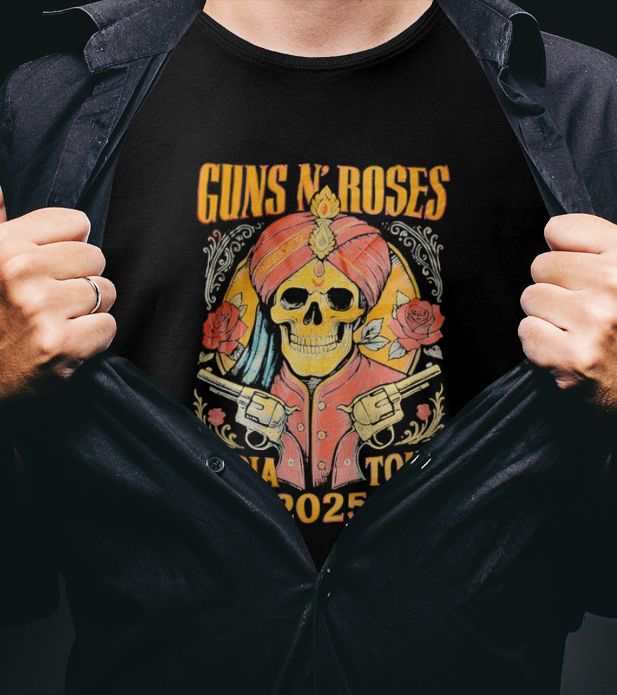 Guns N Roses Skeleton India Tour 2025 T-Shirt