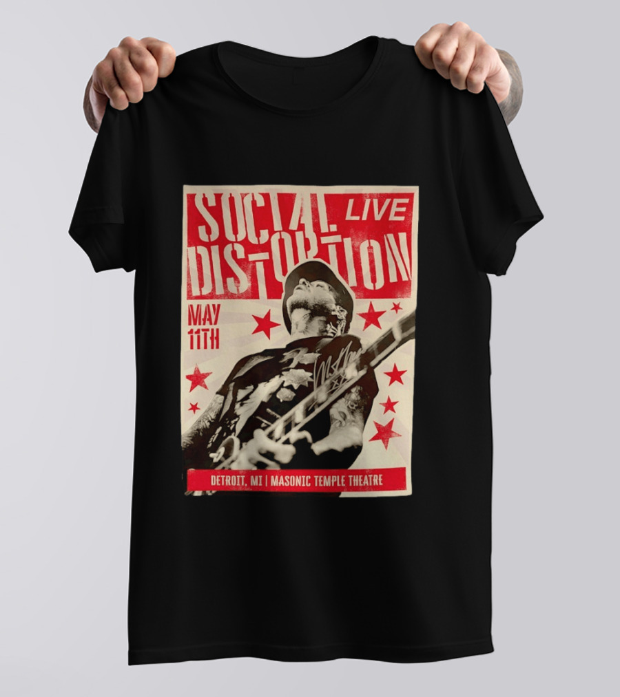 Social Distortion Live May 11th Detroit MI Masonic Temple Theatre T-Shirt