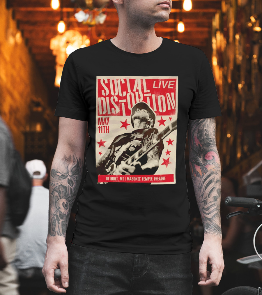 Social Distortion Live May 11th Detroit MI Masonic Temple Theatre T-Shirt