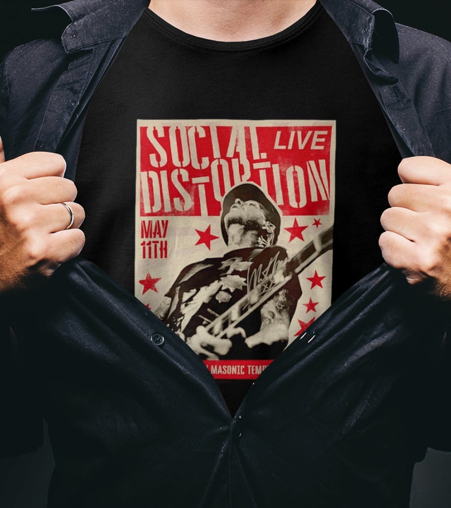 Social Distortion Live May 11th Detroit MI Masonic Temple Theatre T-Shirt