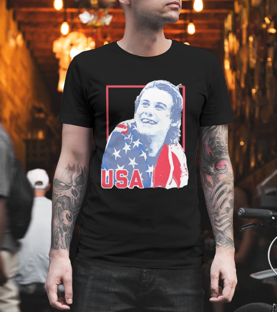 Jack Hughes USA Flag 2026 Hockey T-Shirt