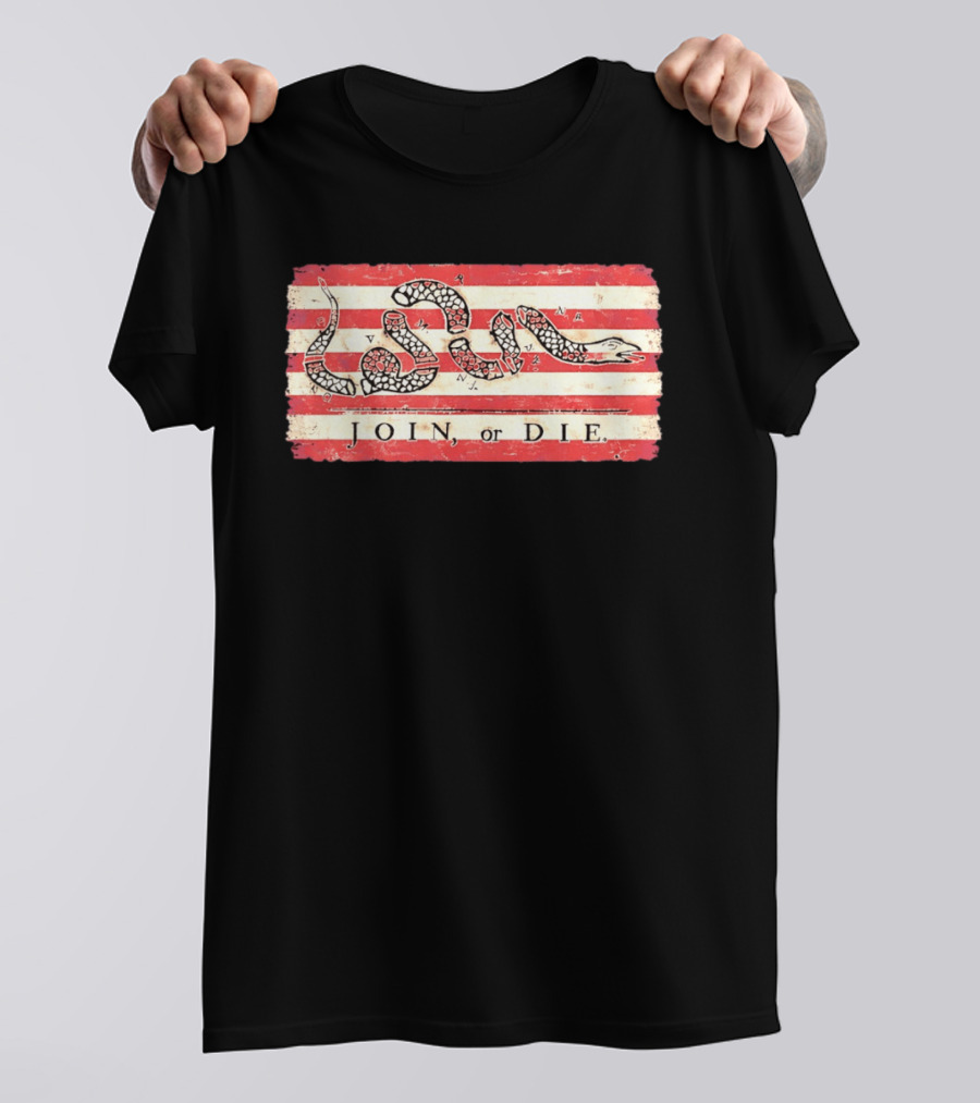 Join Or Die Snake Flag Benjamin Franklin Historical T-Shirt