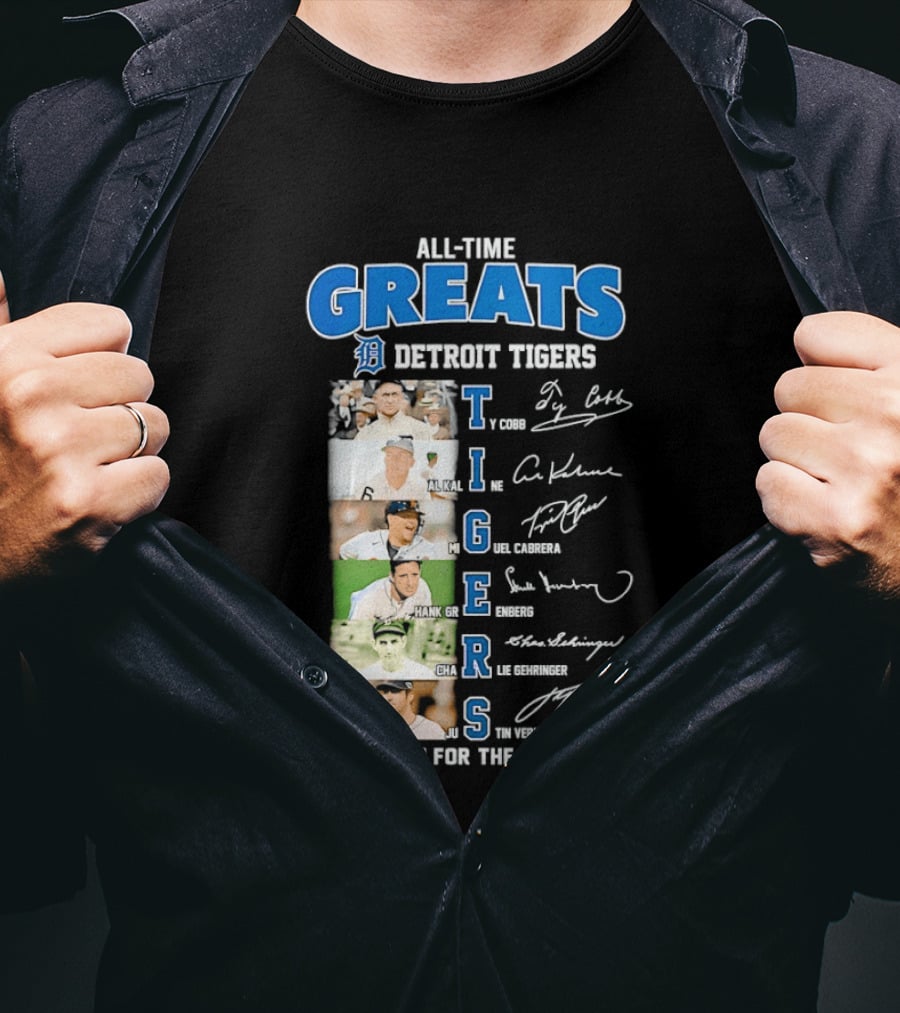 All Time Detroit Tigers Greats Legends Signatures Thank You For The Memories T-Shirt
