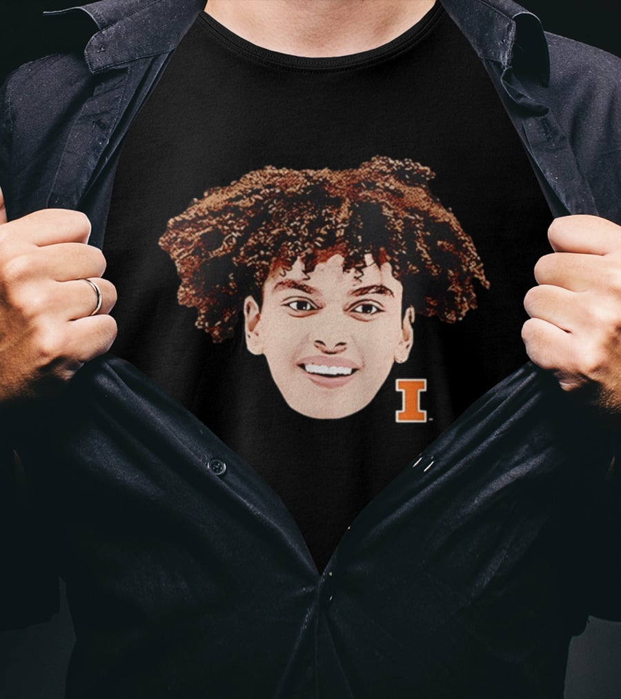 Keaton Wagler Big Face Illinois Fighting Illini Basketball Fan T-Shirt