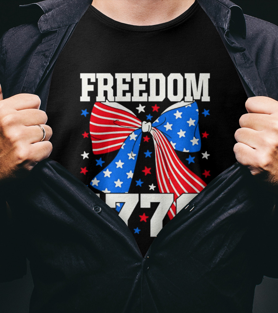 Freedom 1776 Patriotic Bow American Stars And Stripes T-Shirt