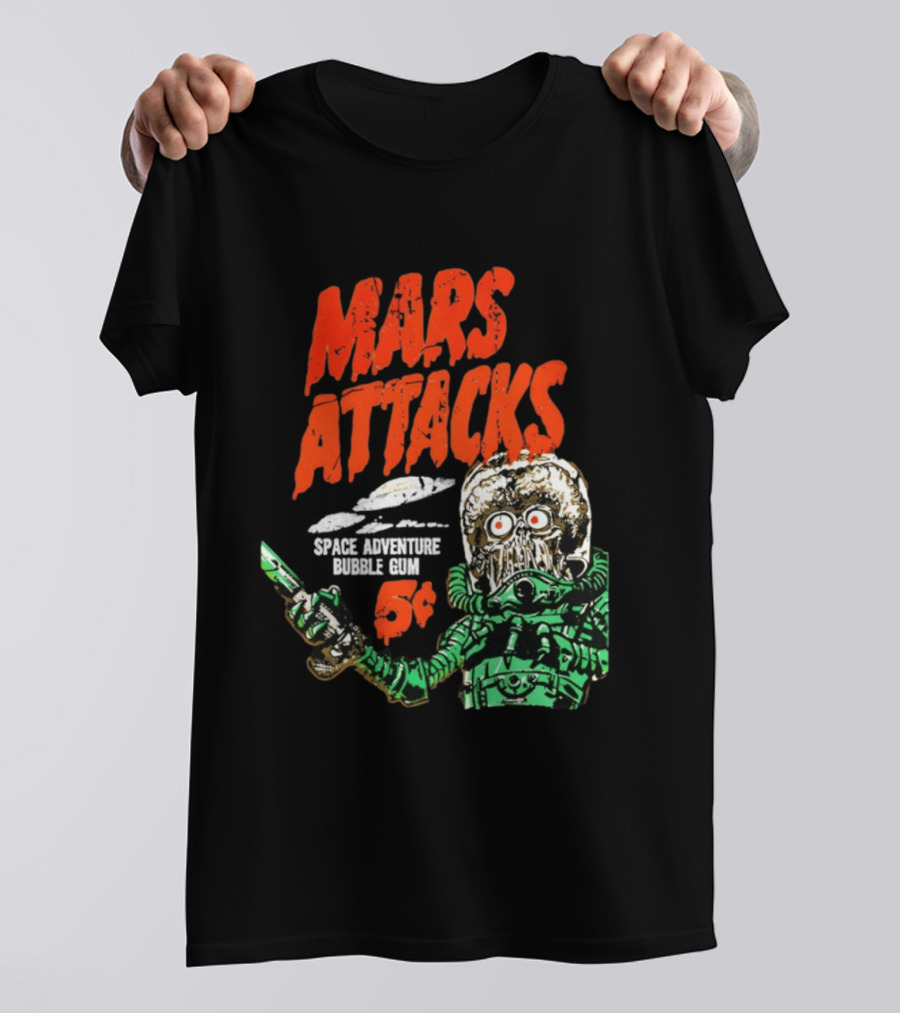 Mars Attacks Retro Space Adventure Bubble Gum 5 Cents Martian Comic T-Shirt