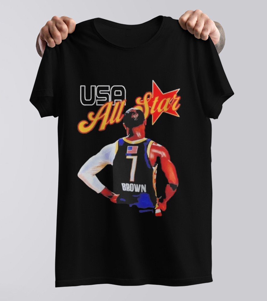 USA All Star 7 Brown Jersey 5X Champion JB T-Shirt
