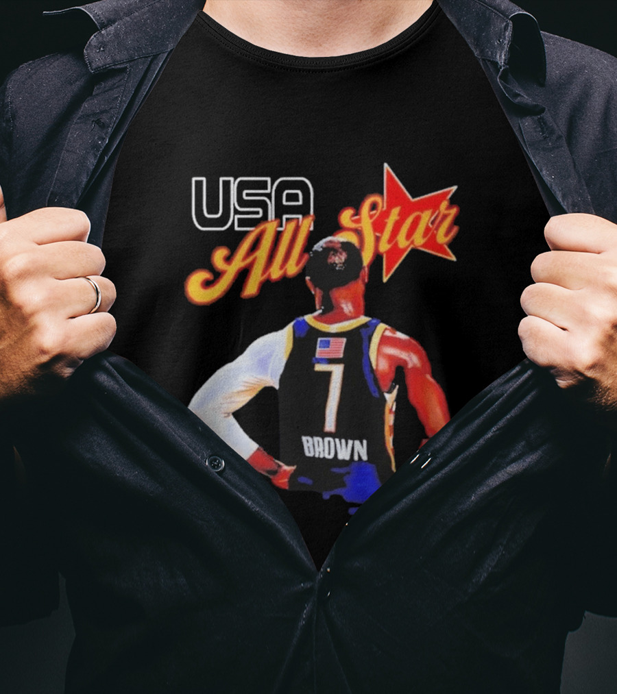 USA All Star 7 Brown Jersey 5X Champion JB T-Shirt