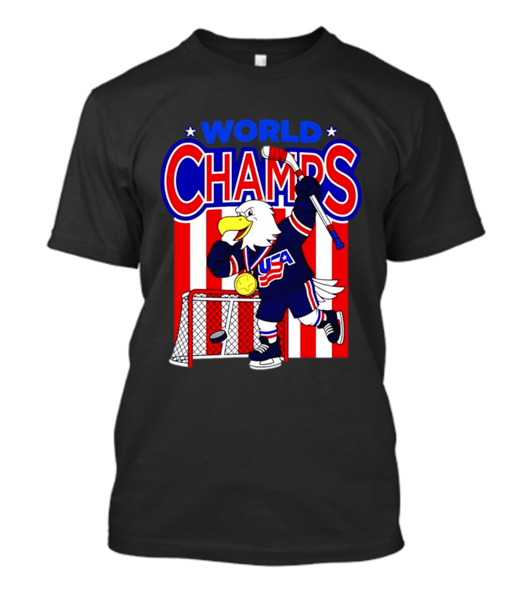 USA Hockey World Champs 2026 Eagle Mascot With Gold Medal T-Shirt