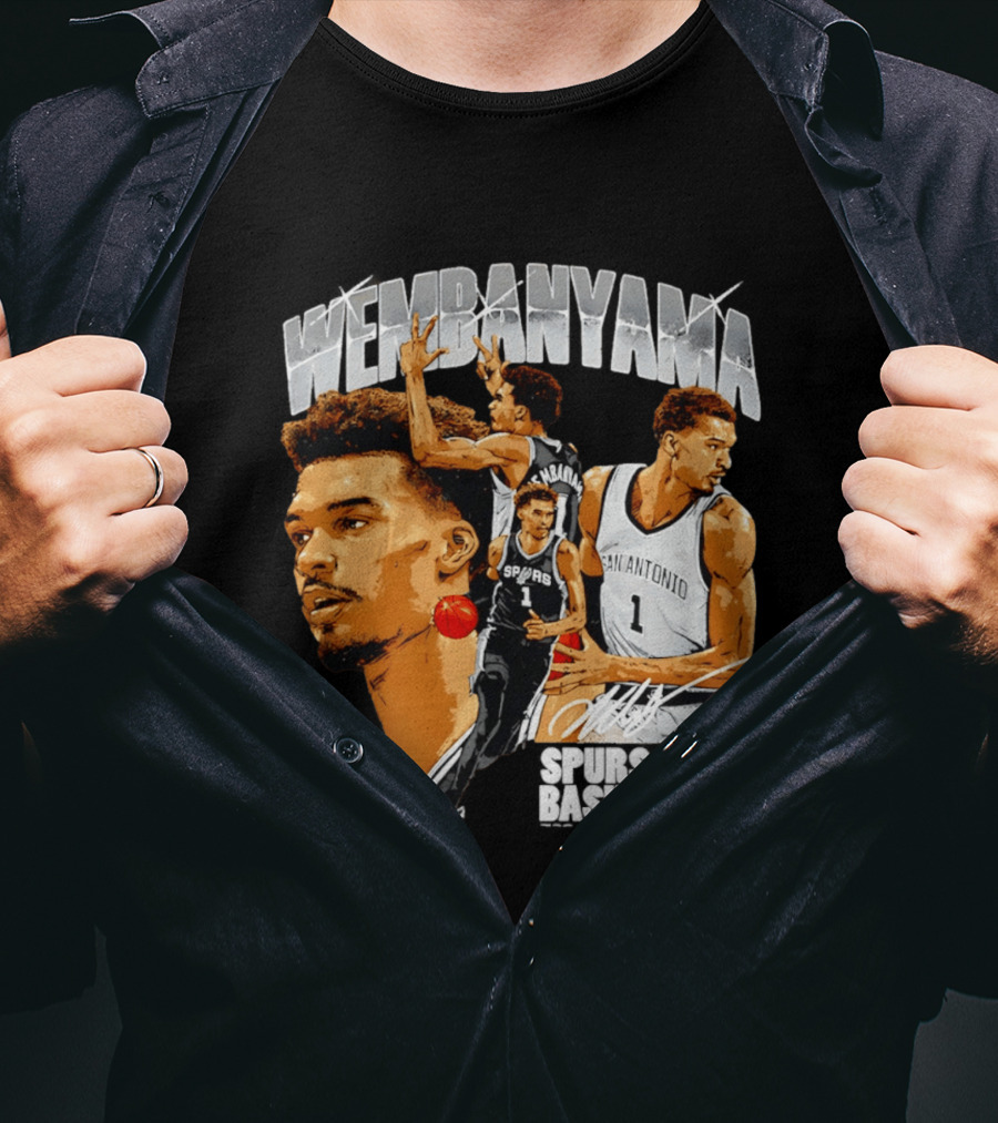 Wembanyama Spurs Basketball San Antonio Player Collage T-Shirt