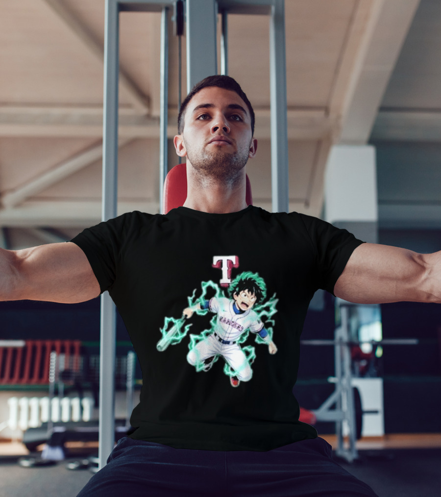 Deku My Hero Academia 2026 Texas Rangers MLB Collaboration Anime T-Shirt