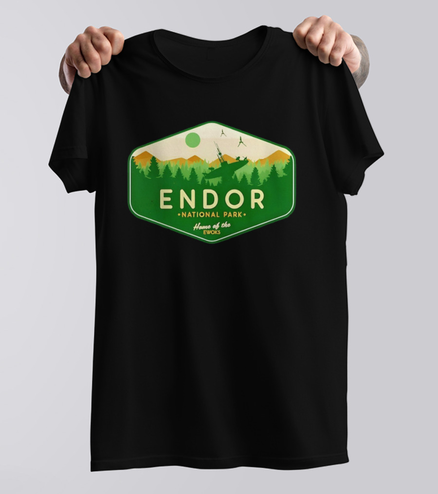 Endor National Park Home Of The Ewoks Forest Landscape Spaceships T-Shirt