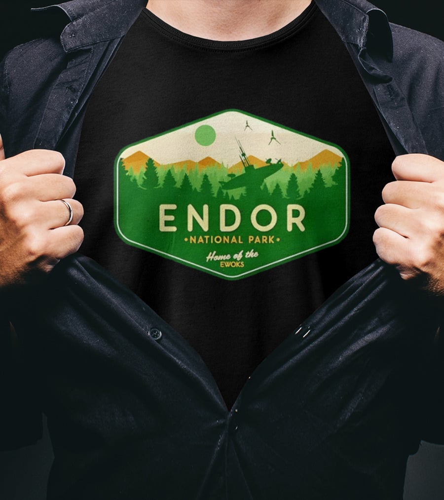 Endor National Park Home Of The Ewoks Forest Landscape Spaceships T-Shirt