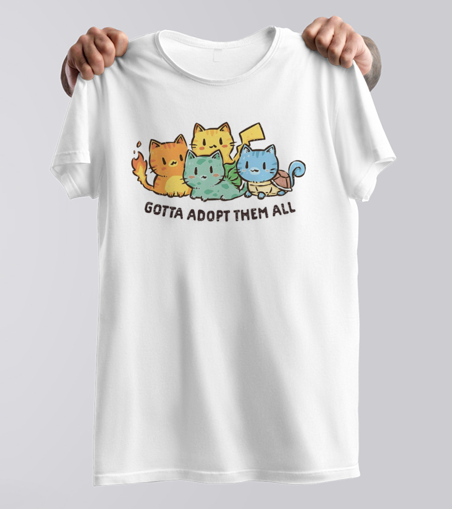 Gotta Adopt Them All Cat Parody With Cute Elemental Kittens T-Shirt