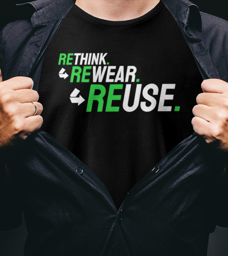 Rethink Rewear Reuse Sustainable Fashion Green T-Shirt