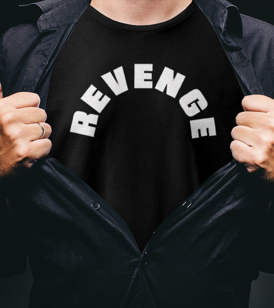 Revenge White Arched Bold Lettering T-Shirt