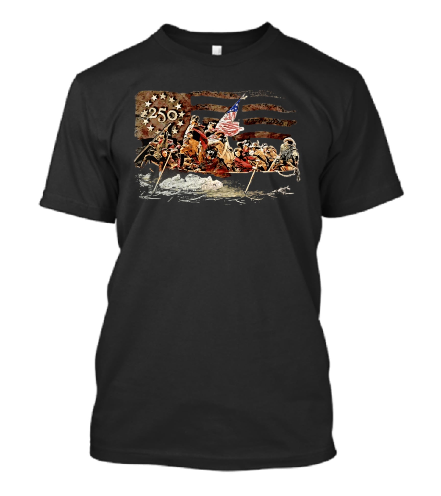 George Washington Crossing The Delaware 250th Anniversary 1776 2026 American Flag T-Shirt