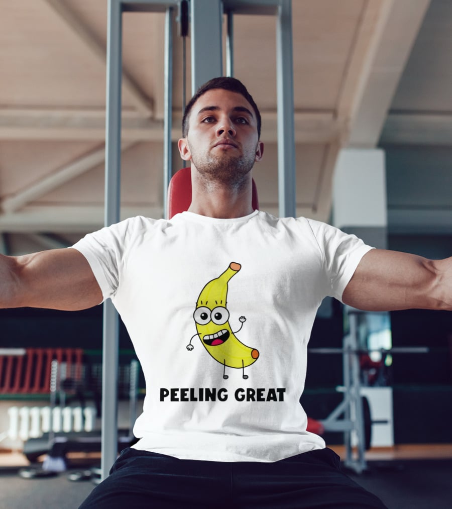 Peeling Great Banana Cartoon Character Fun Expression T-Shirt