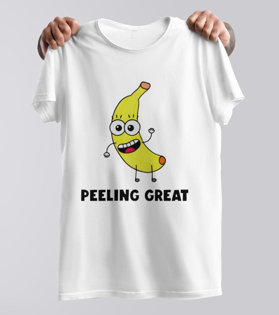 Peeling Great Banana Cartoon Character Fun Expression T-Shirt