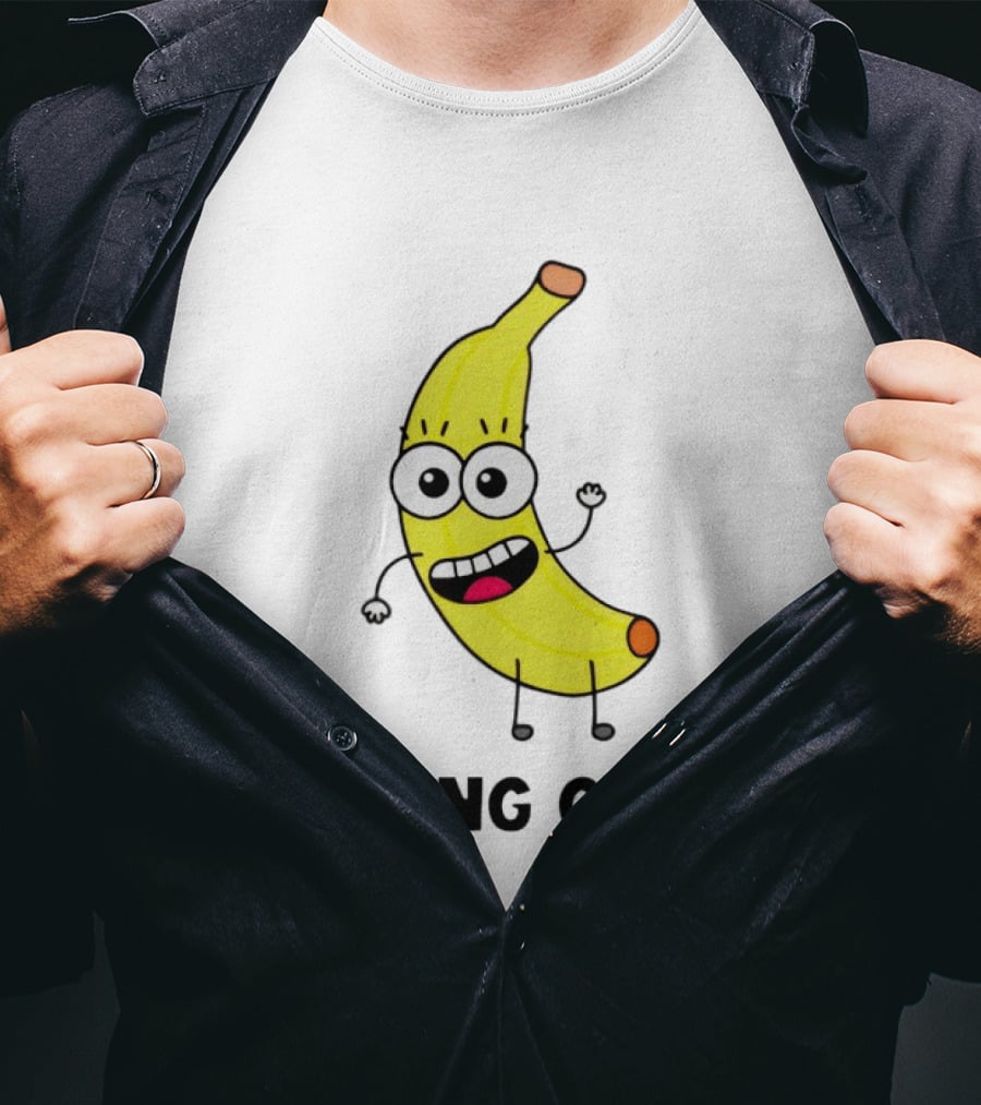 Peeling Great Banana Cartoon Character Fun Expression T-Shirt