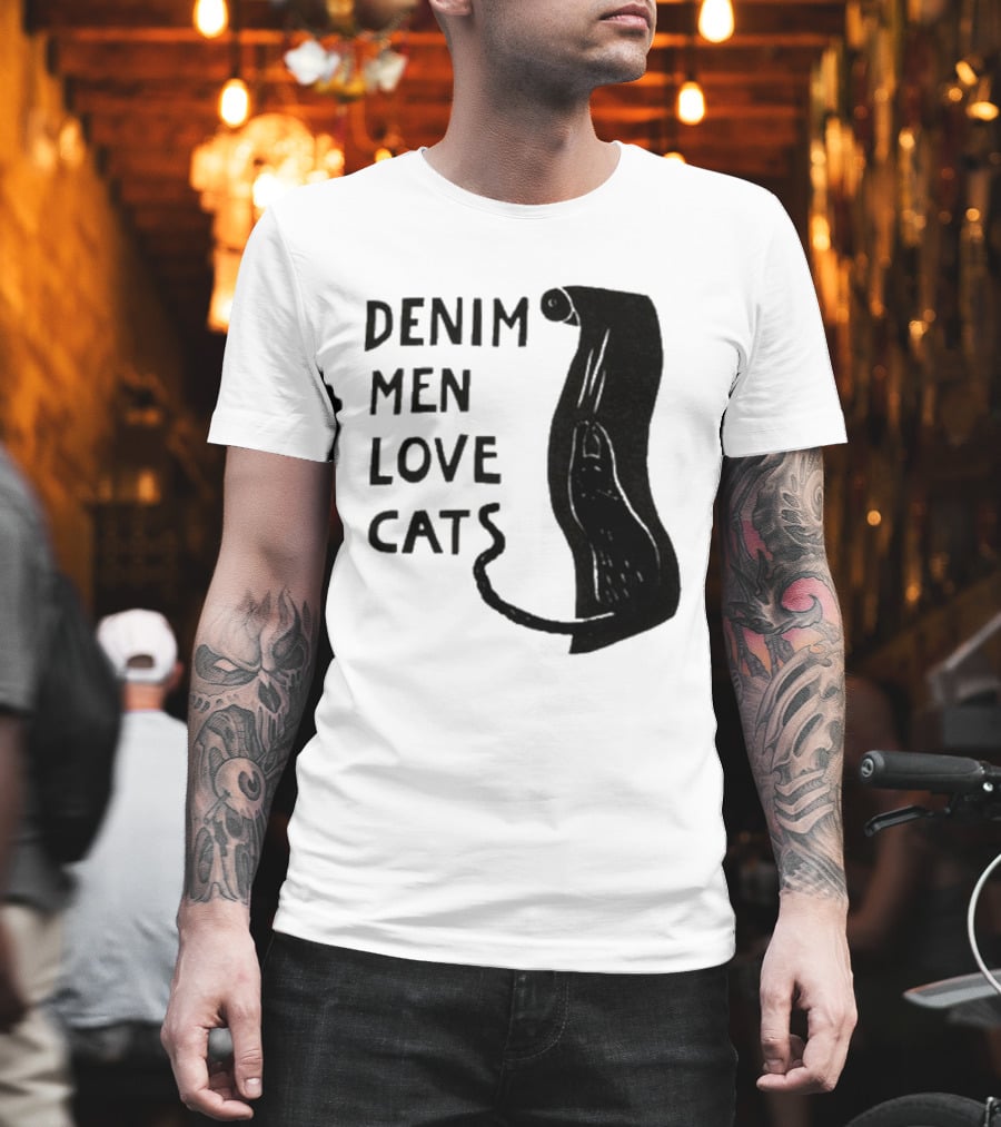 Denim Men Love Cats Feline T-Shirt