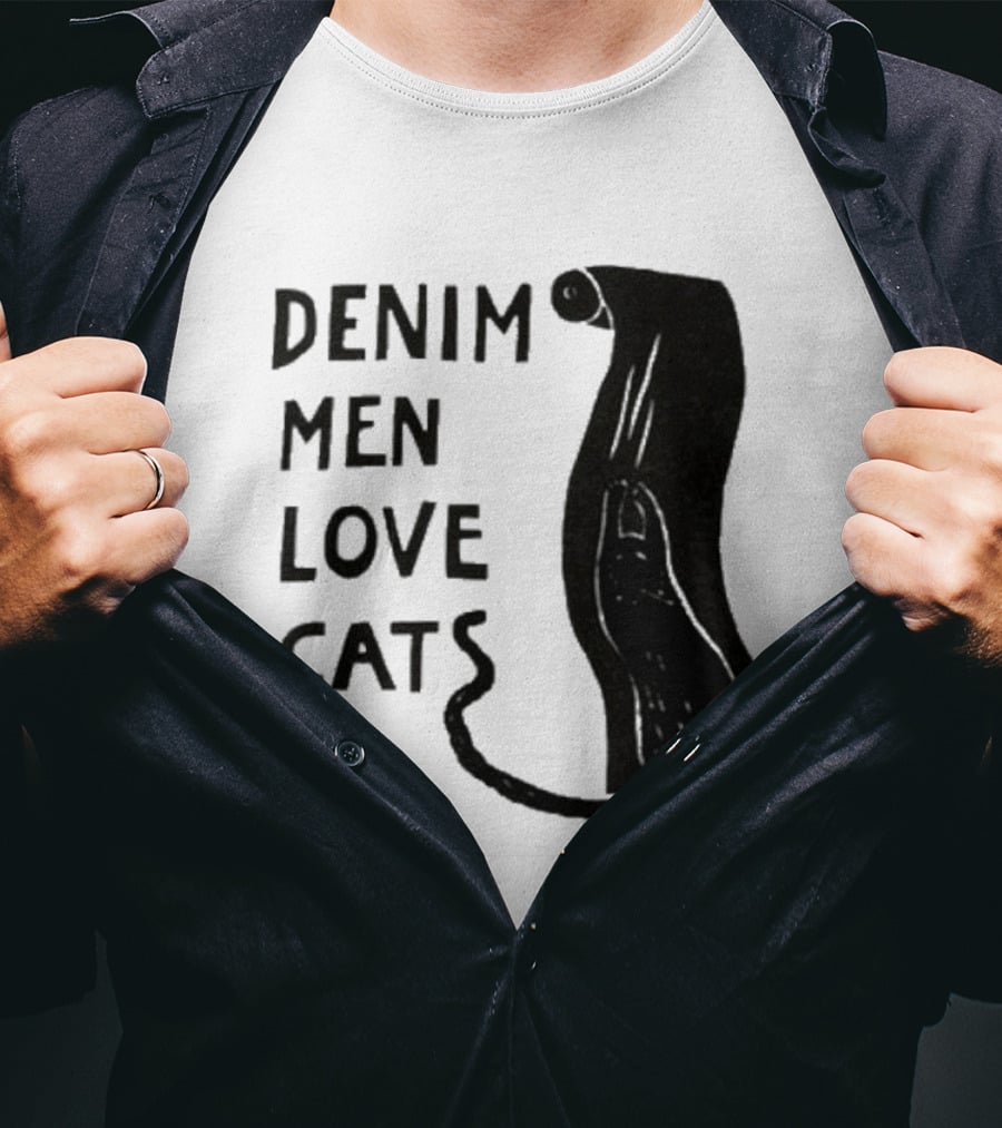 Denim Men Love Cats Feline T-Shirt