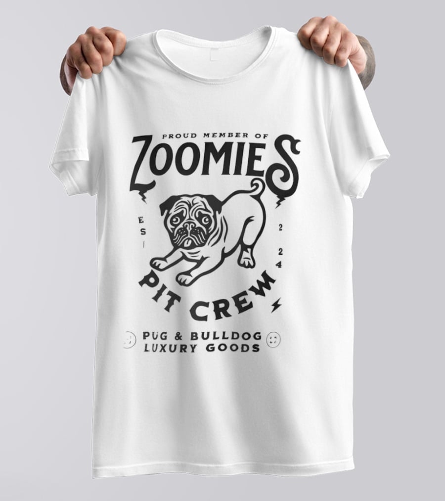 Proud Member Of Zoomies Pit Crew Pug Bulldog Luxury Goods T-Shirt