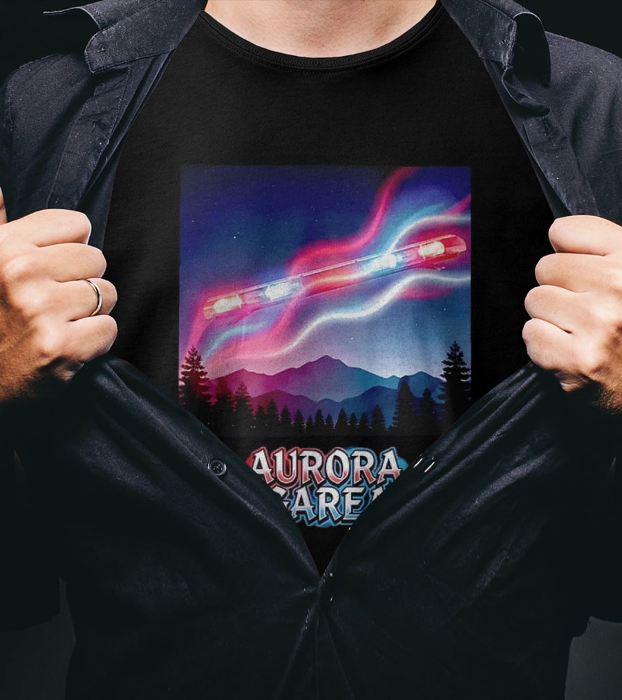 Aurora Niggarealis Northern Lights Police Siren Landscape T-Shirt