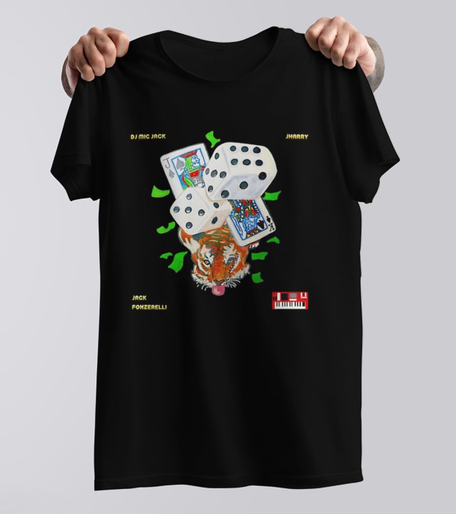 Jack Fonzerelli Volume One DJ Mic Jack JHarry Dice Cards Tiger Keyboard T-Shirt