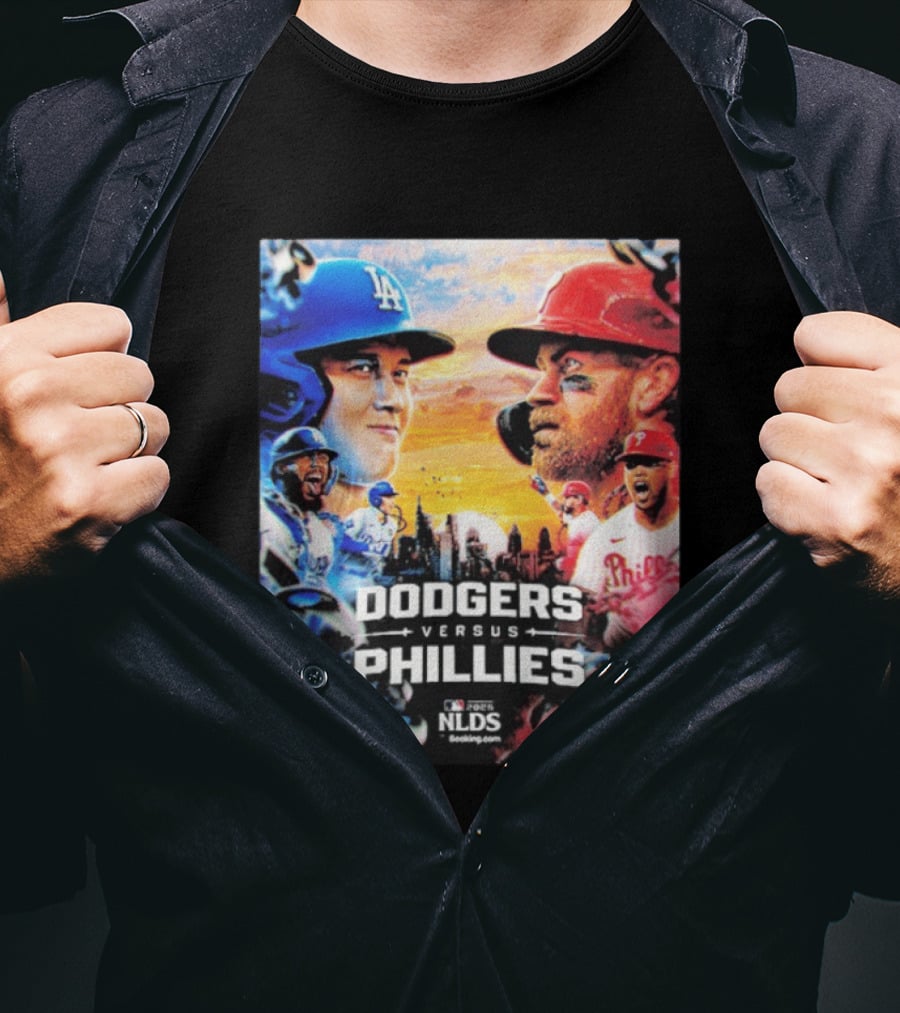 Los Angeles Dodgers Versus Philadelphia Phillies 2025 MLB NLDS Epic Showdown T-Shirt