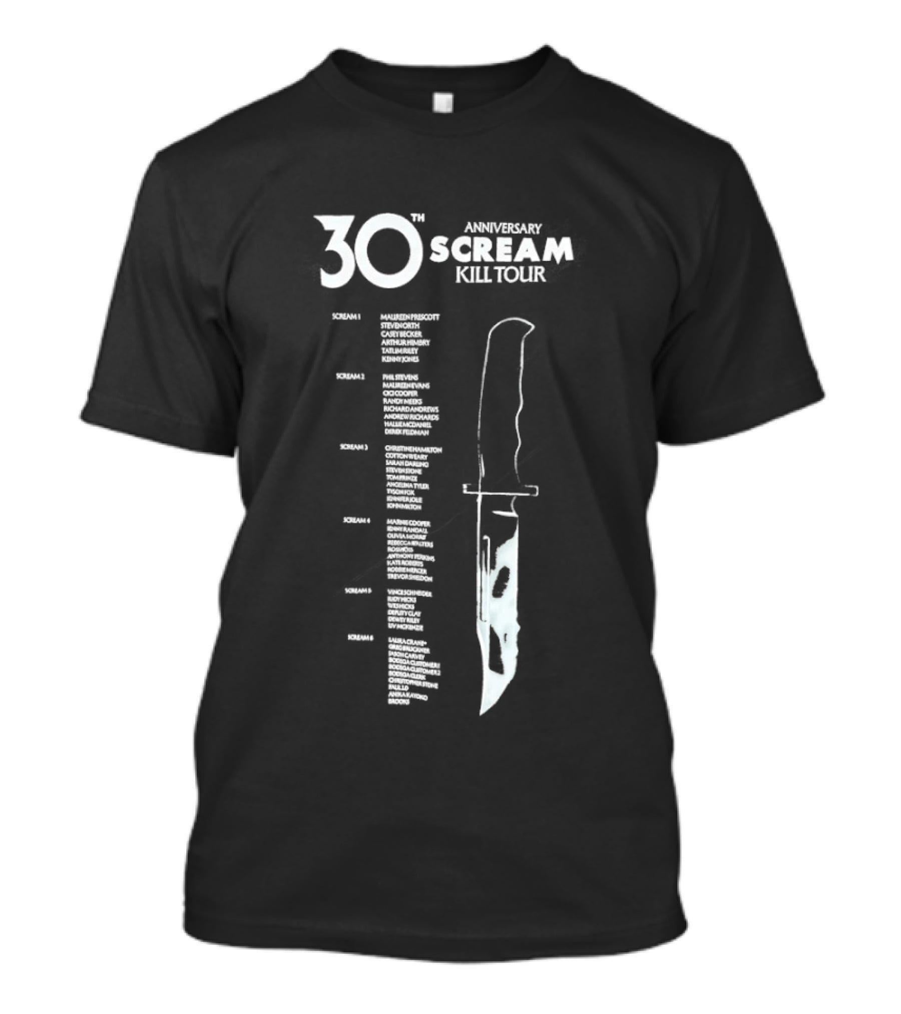 Scream Horror Movie 30th Anniversary Kill Tour Knife Graphic With Tour Dates T-Shirt