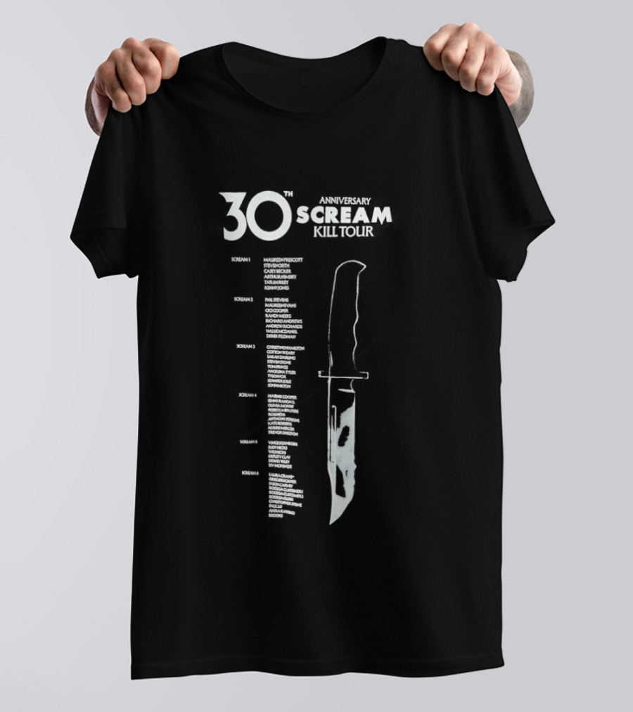 Scream Horror Movie 30th Anniversary Kill Tour Knife Graphic With Tour Dates T-Shirt