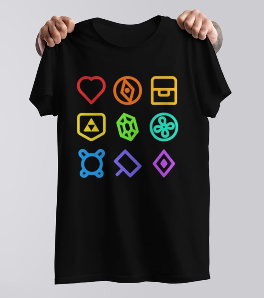 Zeldathon Triforce Heart Compass Chest Neon T-Shirt