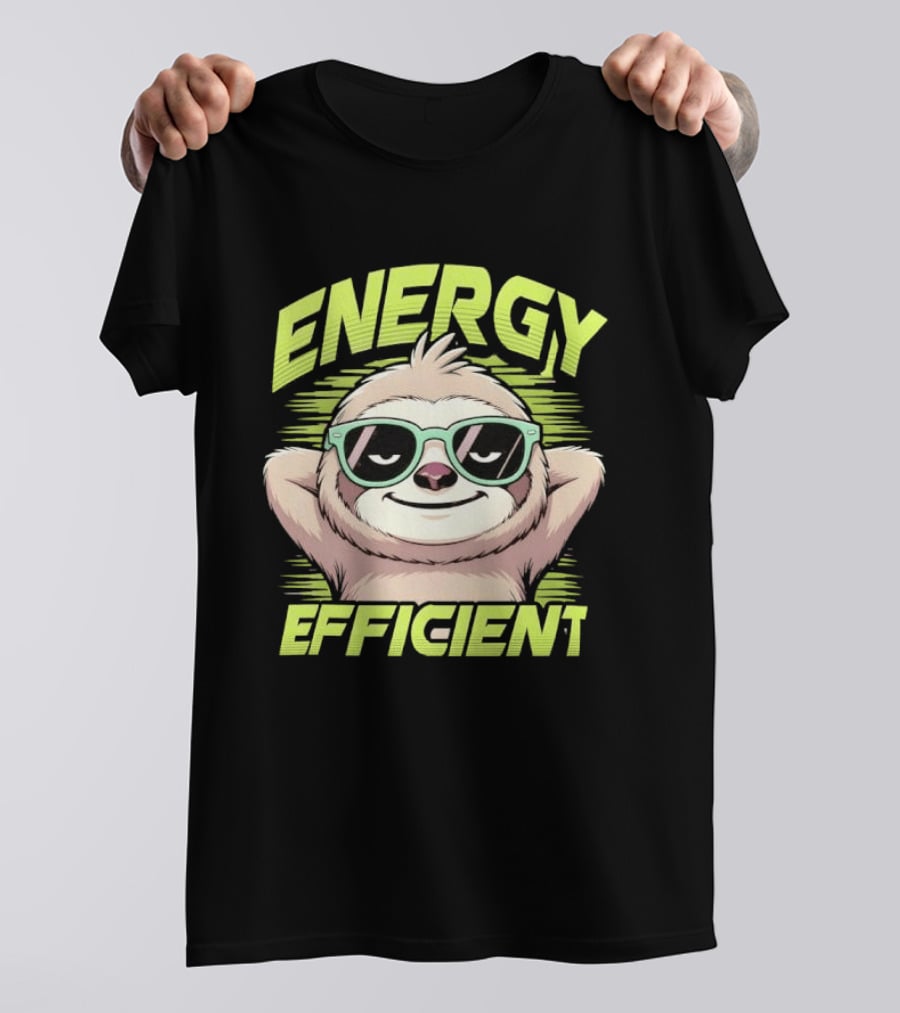 Energy Efficient Relaxed Sloth With Sunglasses T-Shirt