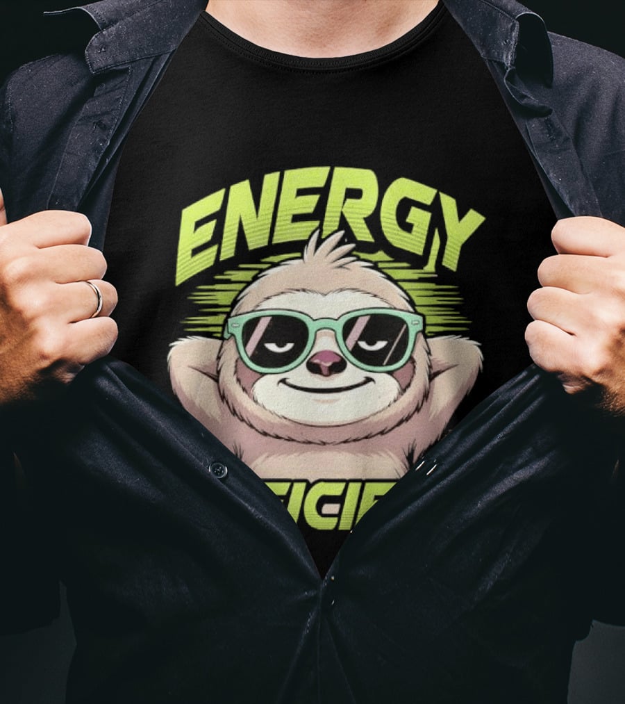 Energy Efficient Relaxed Sloth With Sunglasses T-Shirt