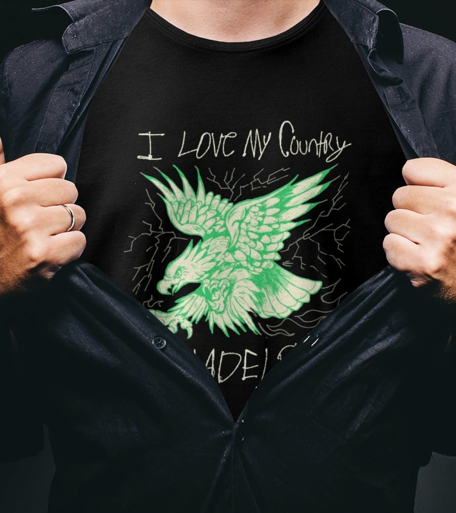 I Love My Country Philadelphia Eagles Electric Green Eagle T-Shirt