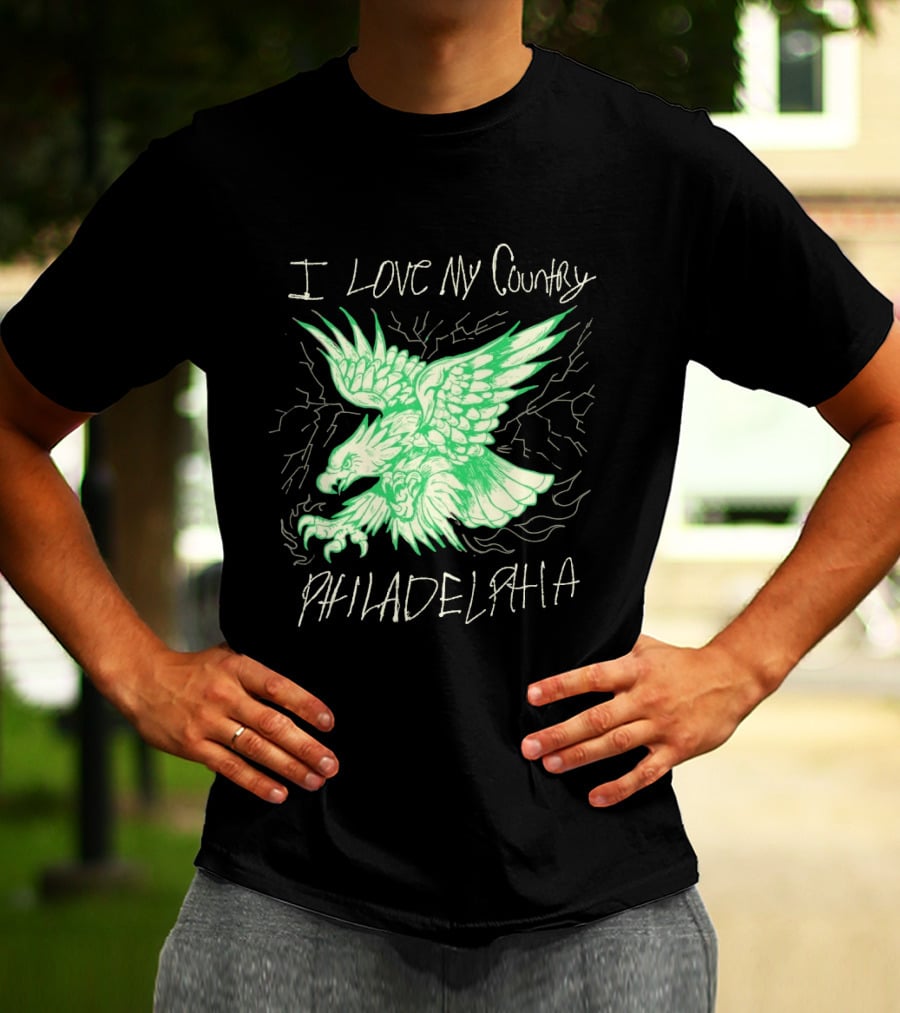 I Love My Country Philadelphia Eagles Electric Green Eagle T-Shirt
