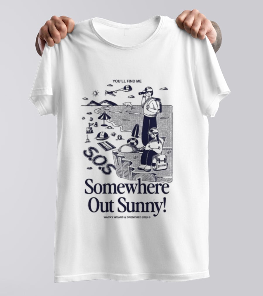 Somewhere Out Sunny SOS Beach Ocean Adventure Vibes T-Shirt