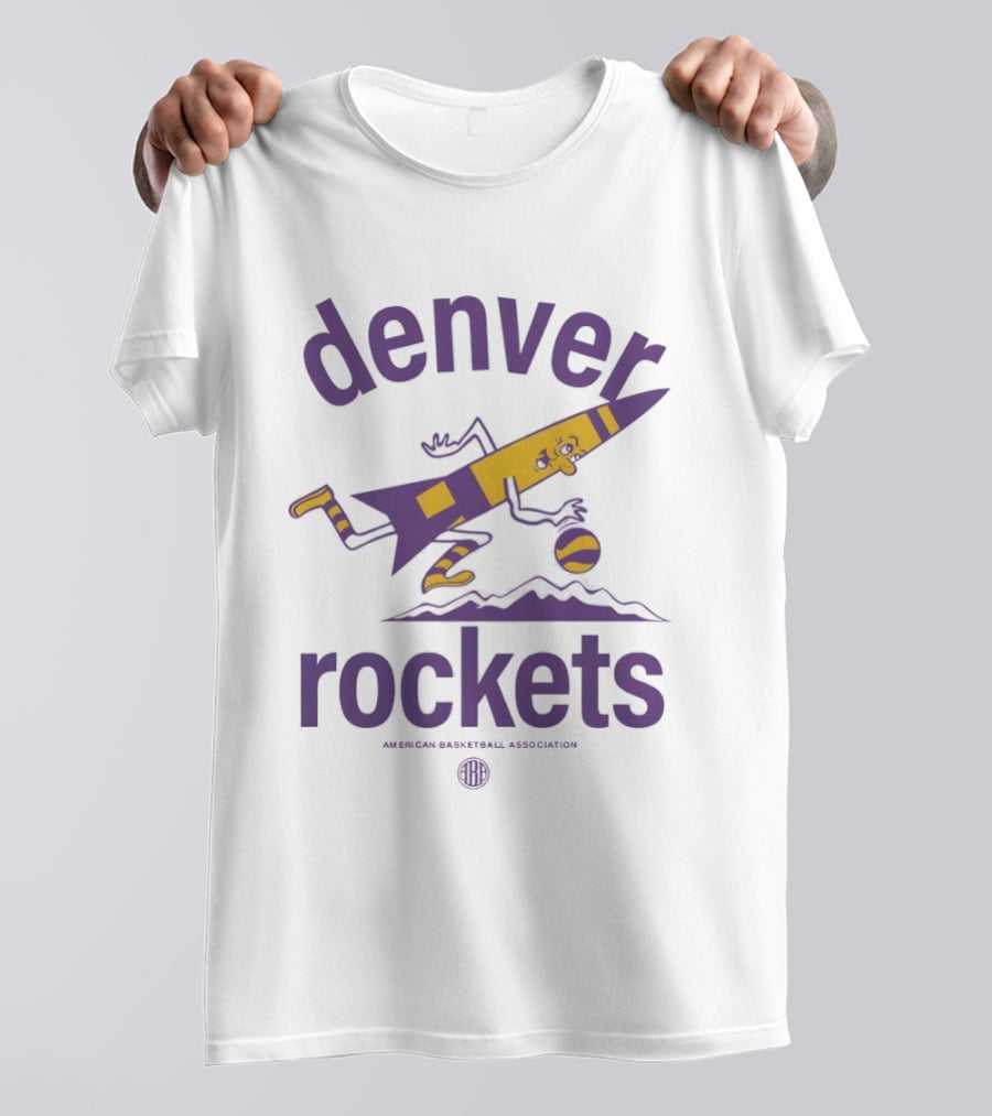 Denver Rockets Dribbling Rocket ABA Basketball Vintage Retro Denver Rockies T-Shirt