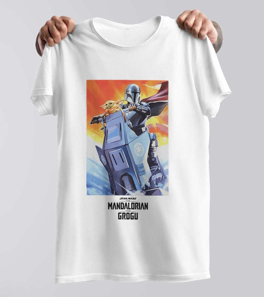 Star Wars The Mandalorian Grogu Riding Speeder Bike Adventure T-Shirt