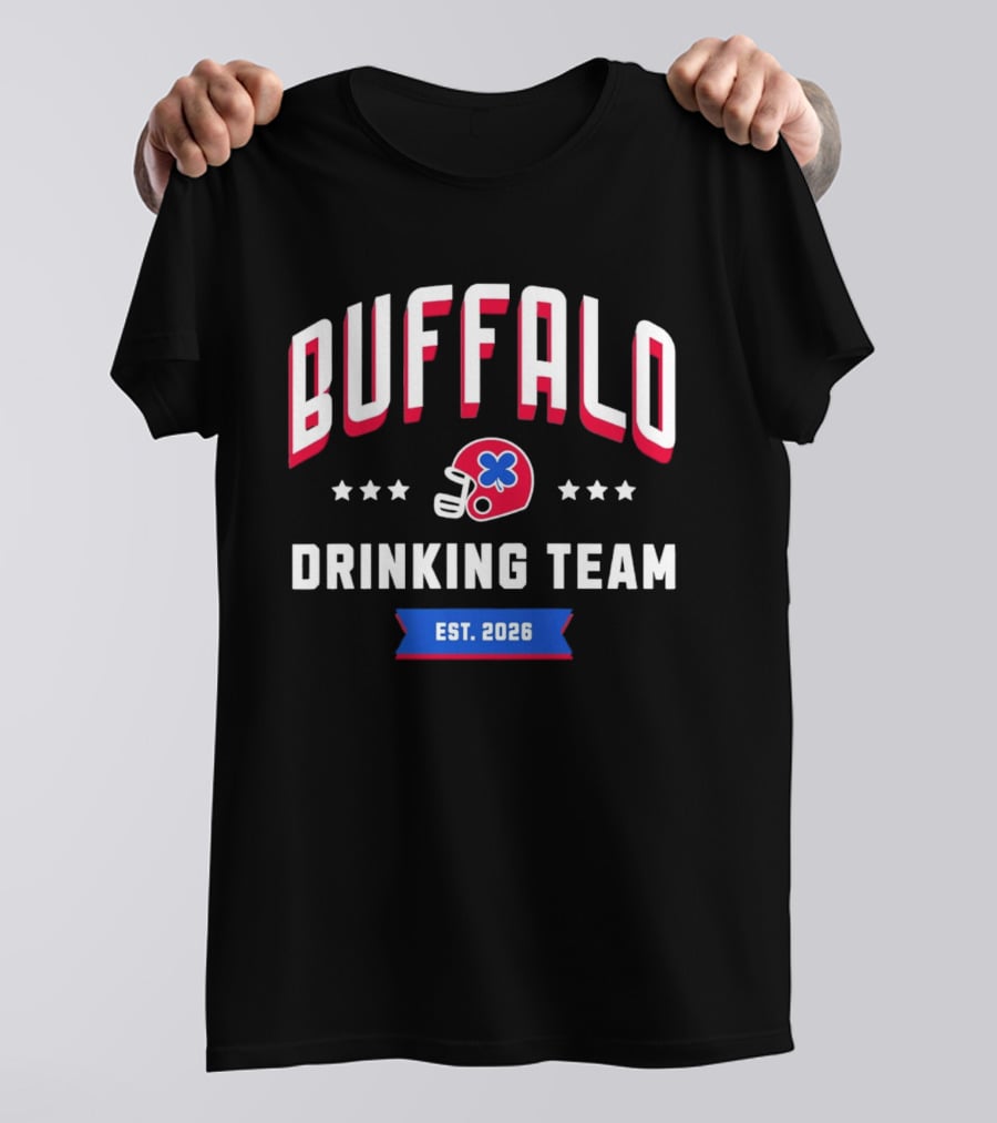 Buffalo Drinking Team St. Patrick's Day Est. 2026 Helmet Clover Stars T-Shirt