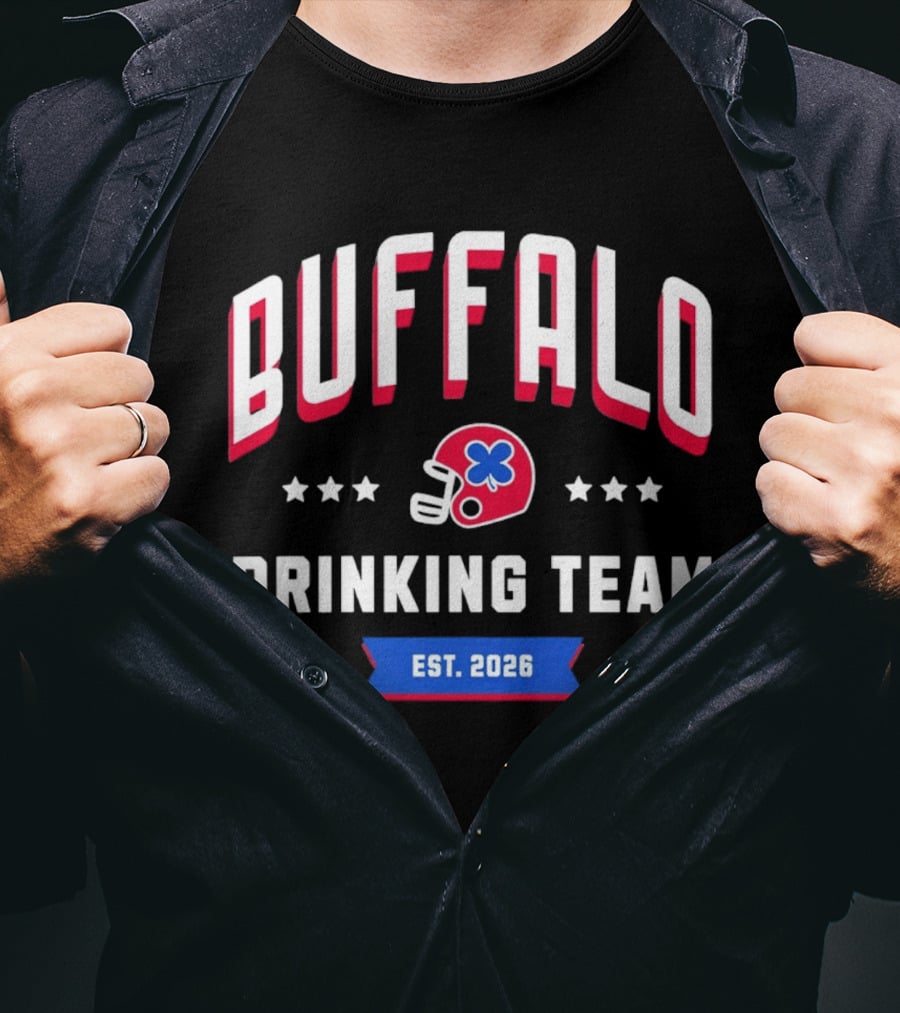 Buffalo Drinking Team St. Patrick's Day Est. 2026 Helmet Clover Stars T-Shirt